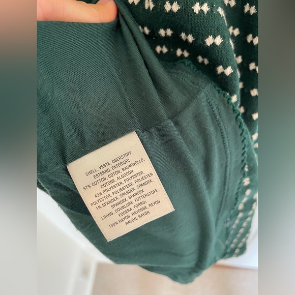 Maeve Malta Belted Mini Diamond Polka Dot Long Sleeve Knit Dress Dark Green - Picture 8 of 9